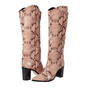 SCHUTZ
Pink Analeah Snake-Print Leather Tall Boots